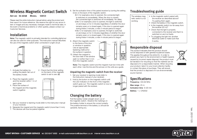 Page 1 de la notice Manuel utilisateur Cotech 50053