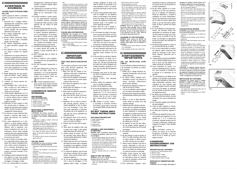 Page 1 de la notice Manuel utilisateur Ariete Mixy 400