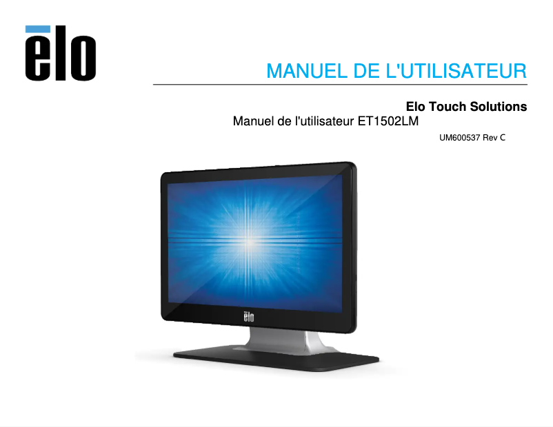 Page 1 de la notice Manuel utilisateur Elo 1502LM