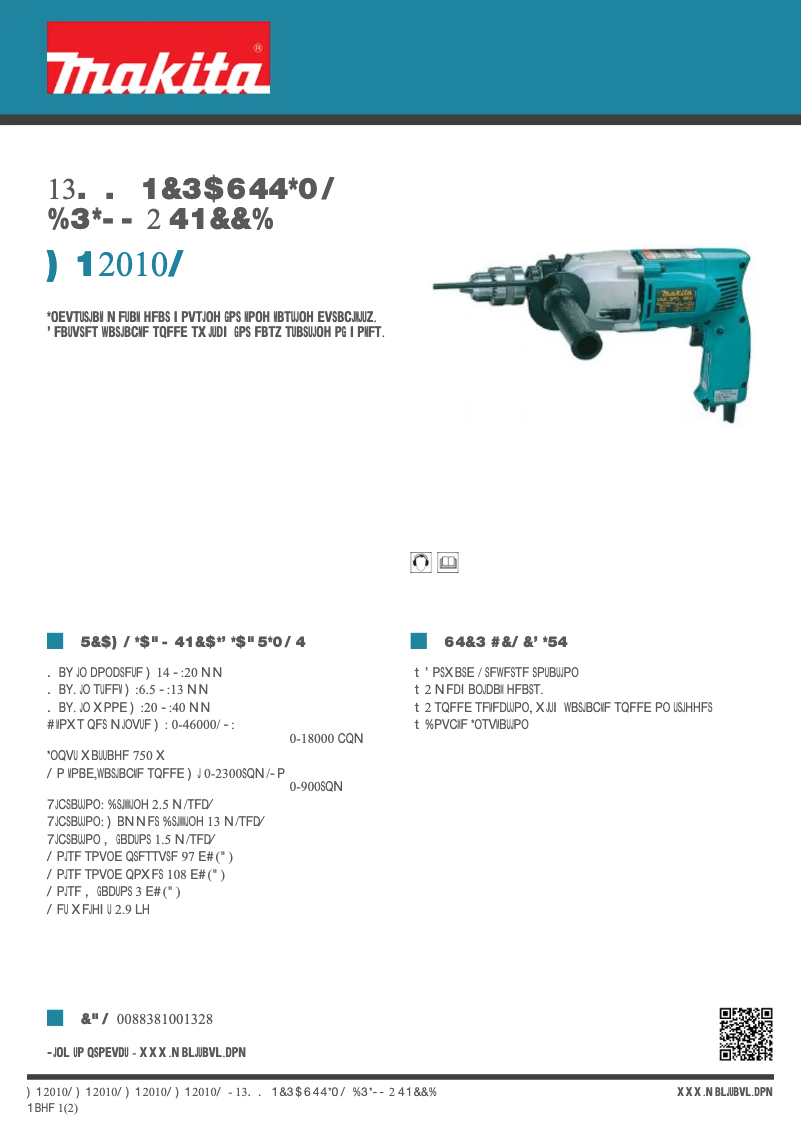 Page n°1 - Fiche technique Makita HP2010N