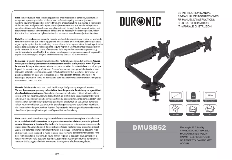 Page n°1 - Manuel utilisateur Duronic DMUSB52