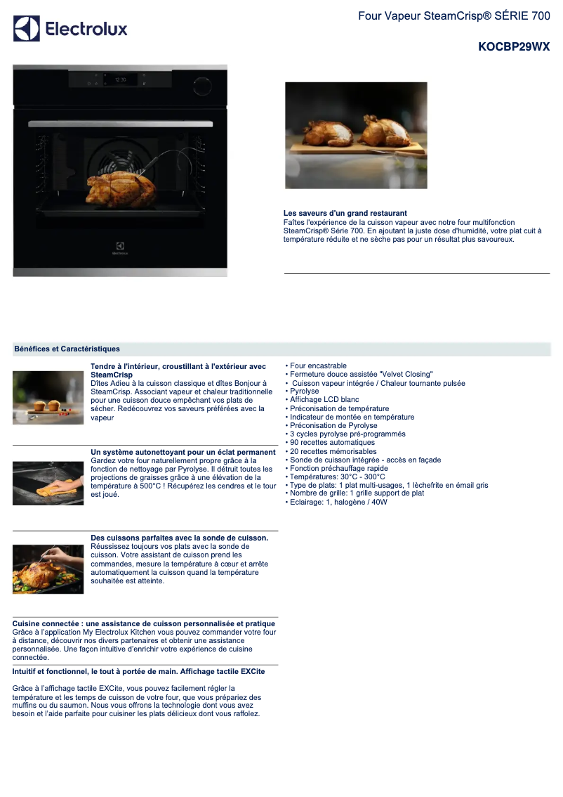 Page n°1 - Fiche technique Electrolux KOCBP29WX