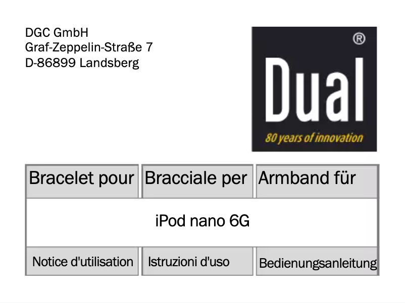 Page 1 de la notice Manuel utilisateur Dual iPod nano 6G