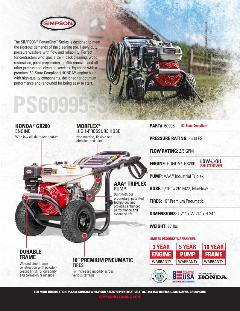 Page 1 de la notice Fiche technique Simpson PowerShot PS-60995-S