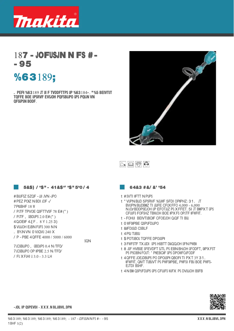 Page n°1 - Fiche technique Makita DUR189
