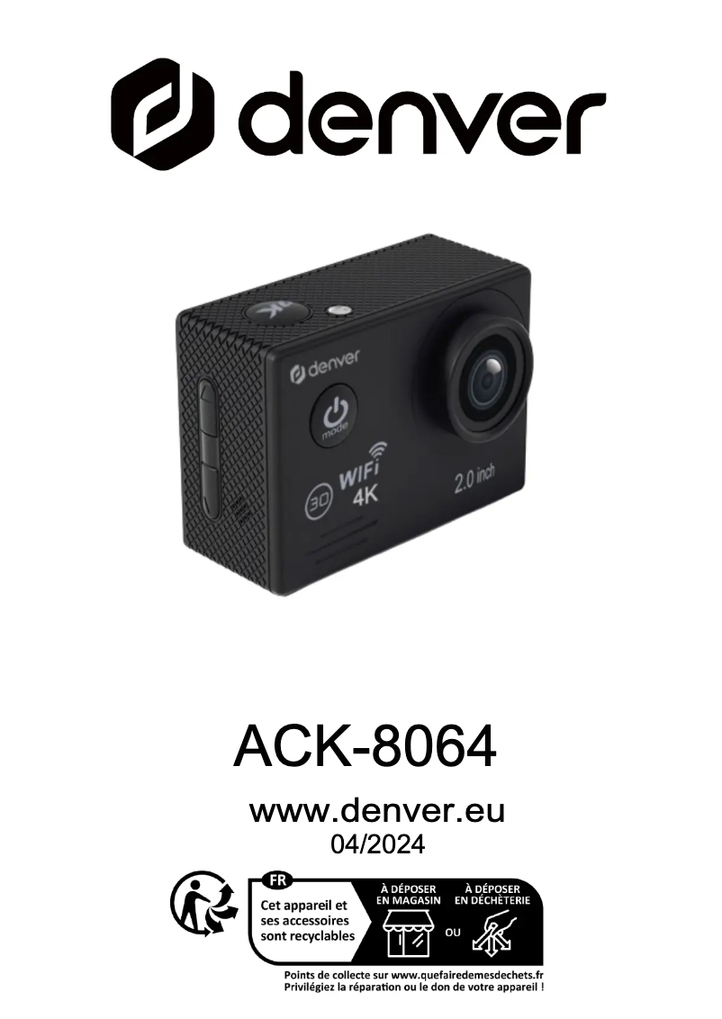 Page n°1 - Manuel utilisateur Denver ACK-8064