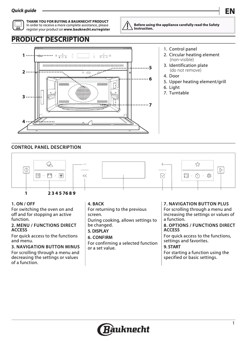 Page 1 de la notice Mode d'emploi Bauknecht EMPK7 CT645 PT
