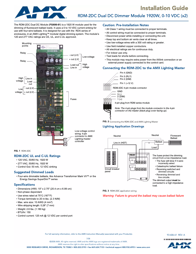 Page n°1 - Manuel utilisateur AMX RDM-2DC