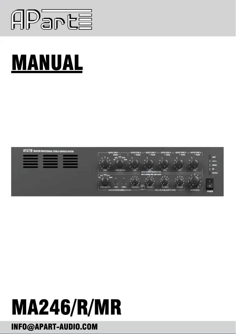 Page 1 de la notice Manuel utilisateur APart MA246R