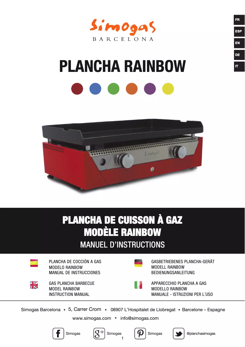 Página 1 del manual Manual de usuario Simogas Rainbow