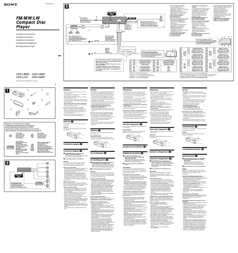Page 1 de la notice Guide d'installation Sony CDX-L410