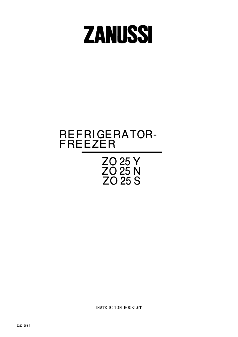 Page 1 de la notice Manuel utilisateur Zanussi-Electrolux ZO 25 S