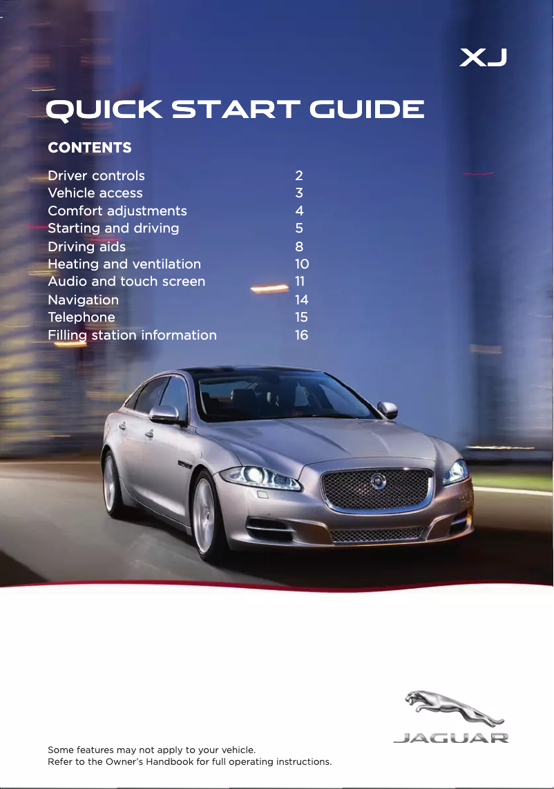 Image de la première page du manuel de l'appareil XJ (2014)