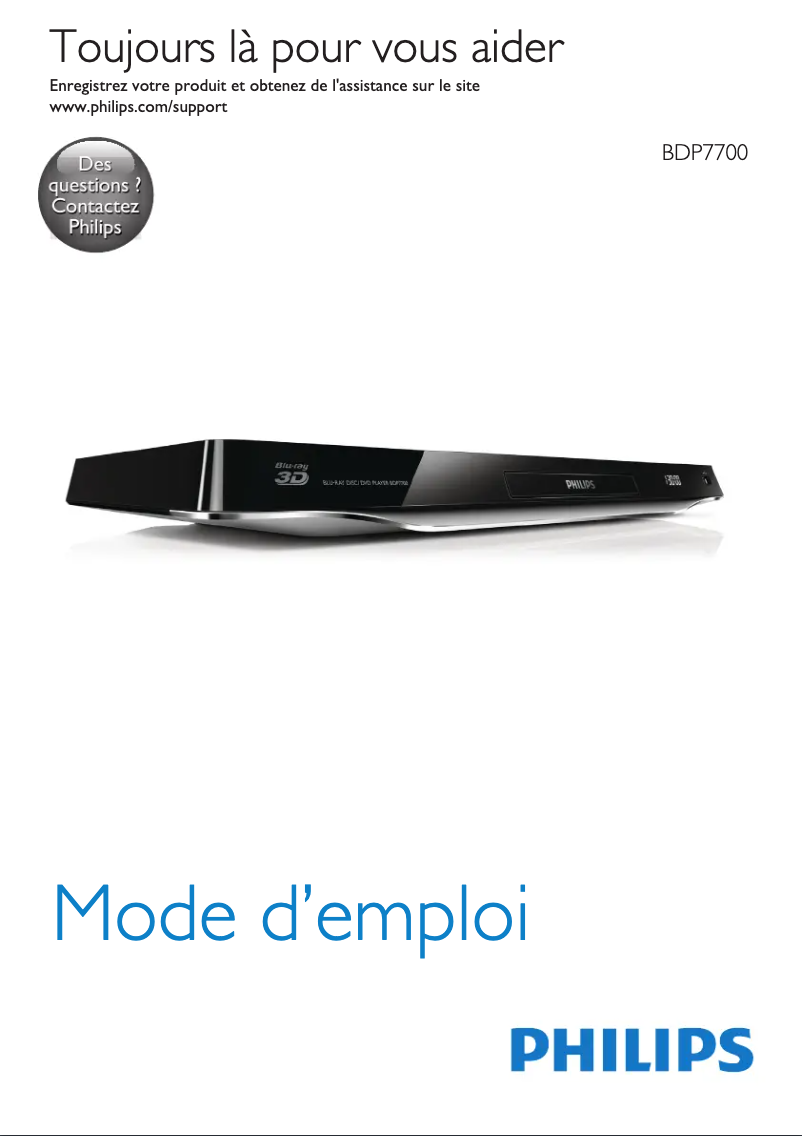 Page 1 de la notice Manuel utilisateur Philips BDP7700