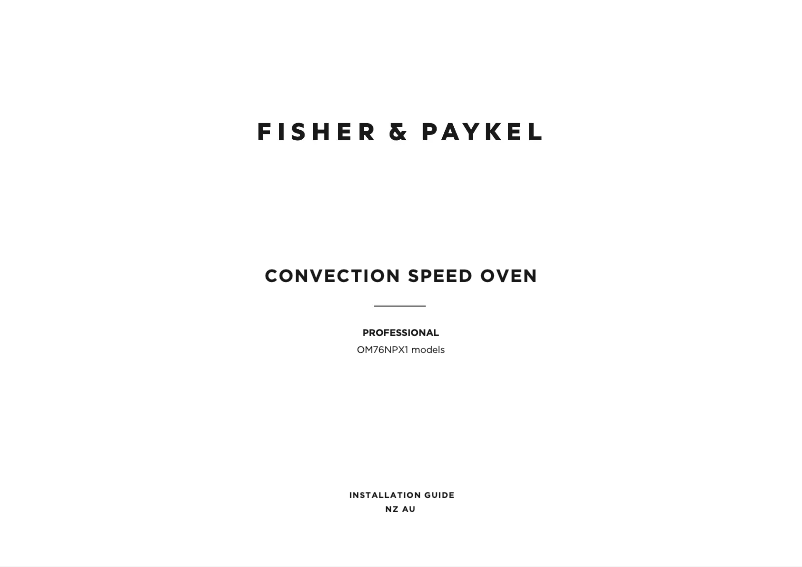 Page 1 de la notice Guide d'installation Fisher & Paykel OM76NPX1