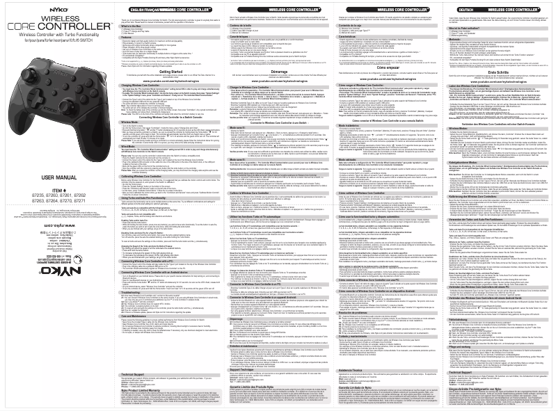 Page 1 de la notice Manuel utilisateur Nyko Core Controller 83069