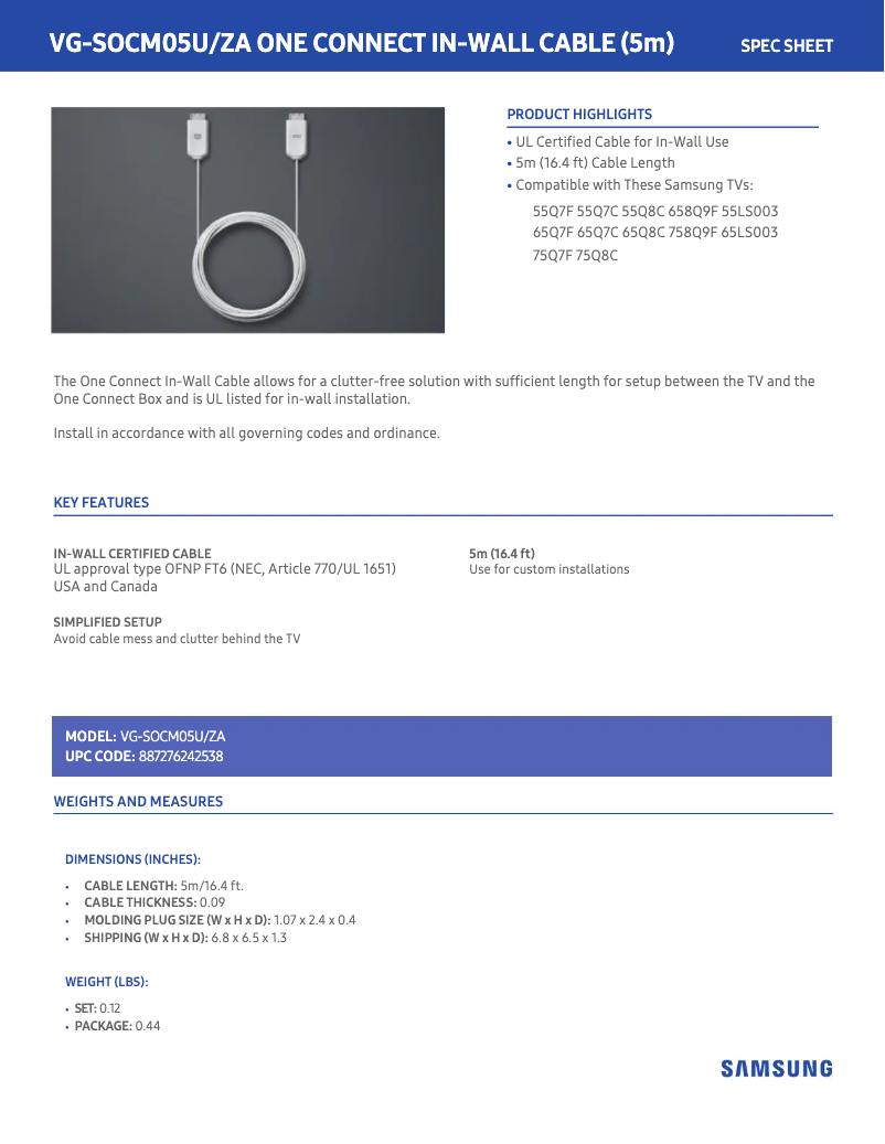 Page n°1 - Manuel utilisateur Samsung VG-SOCM05U/ZA