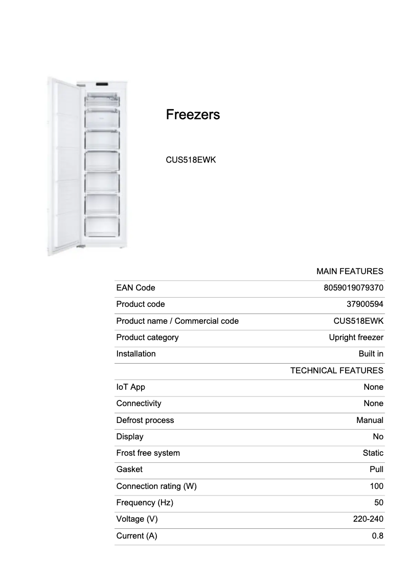 Image de la première page du manuel de l'appareil CUS518EWK