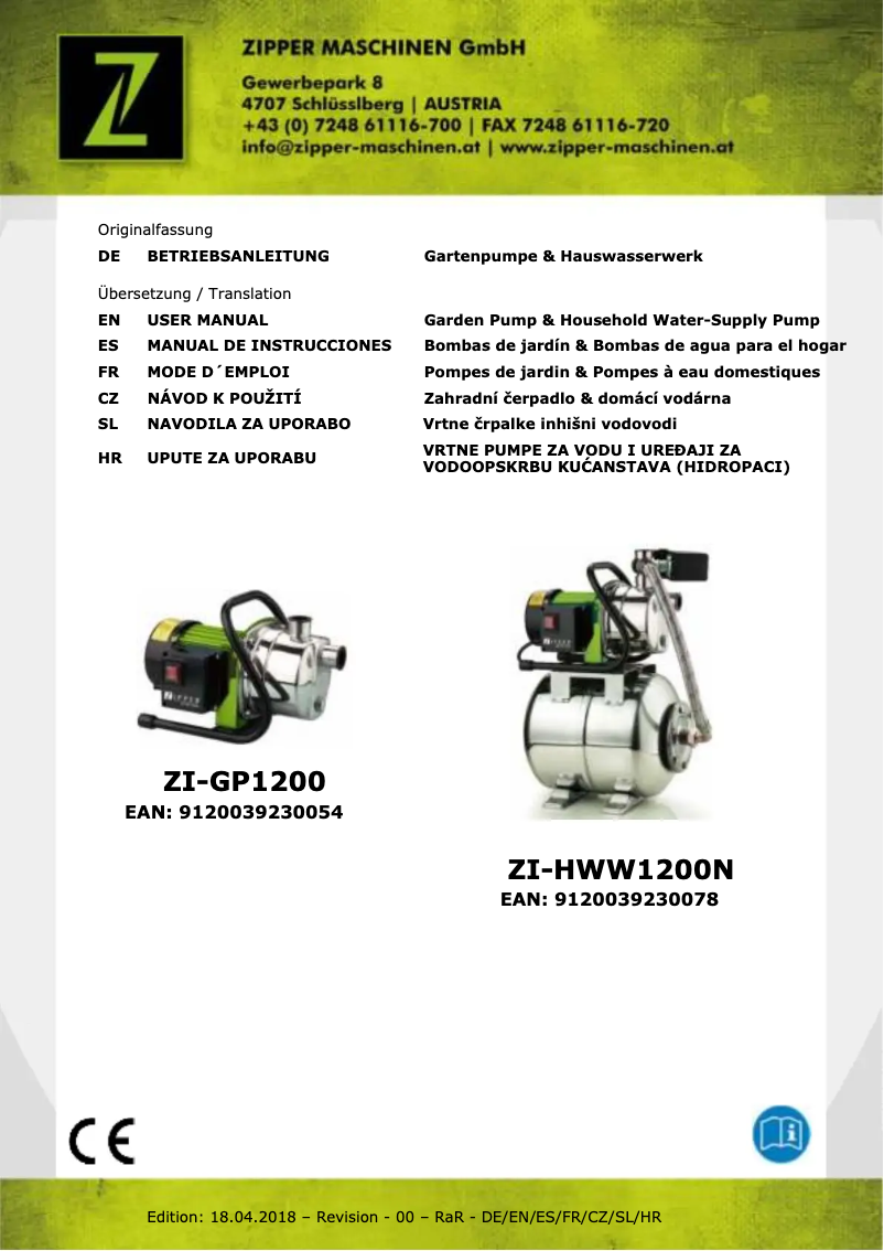 Page n°1 - Manuel utilisateur Zipper ZI-HWW1200N