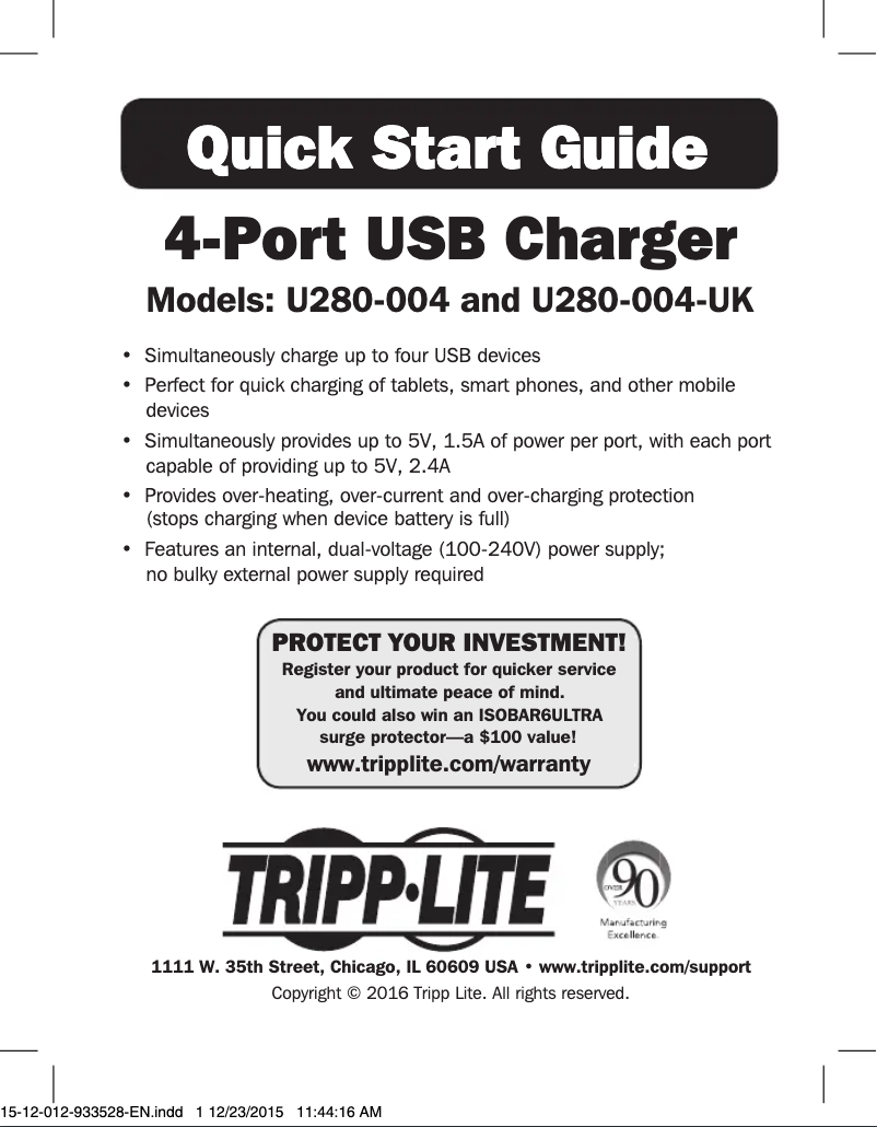 Page n°1 - Manuel utilisateur Tripp Lite U280-004