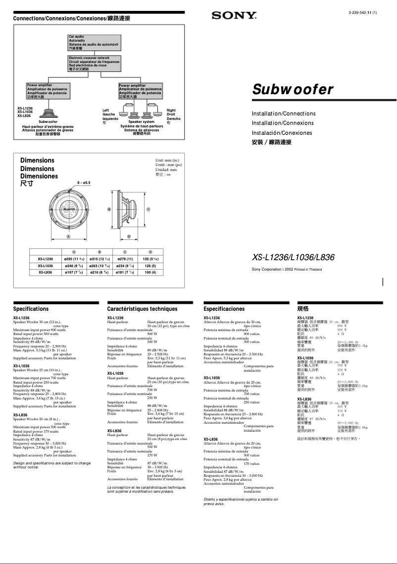 Image de la première page du manuel de l'appareil XS-L1236