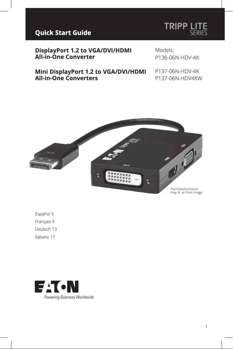 Página 1 del manual Manual de usuario Tripp Lite P137-GHDV-V2-K