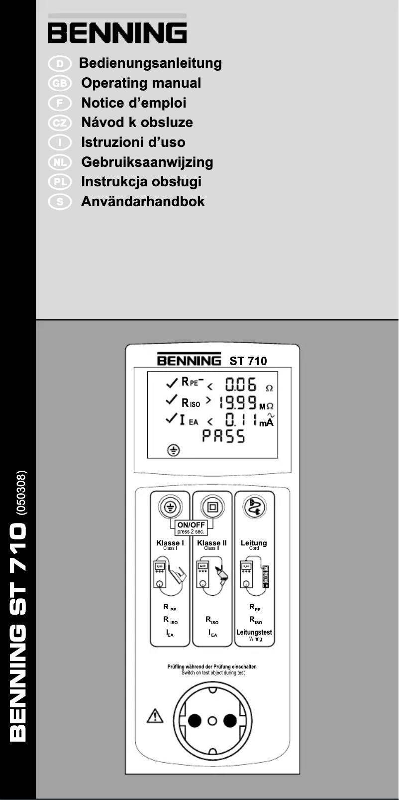 Page n°1 - Manuel utilisateur BENNING ST 710