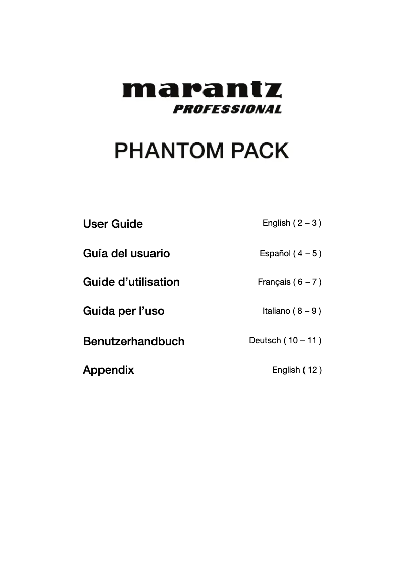 Page 1 de la notice Manuel utilisateur Marantz Phantom Pack