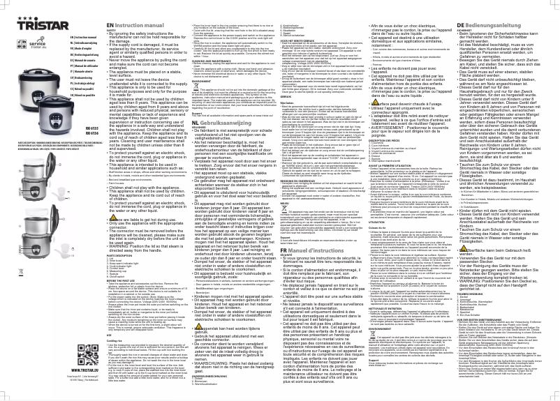 Page 1 de la notice Manuel utilisateur TriStar RK-6135