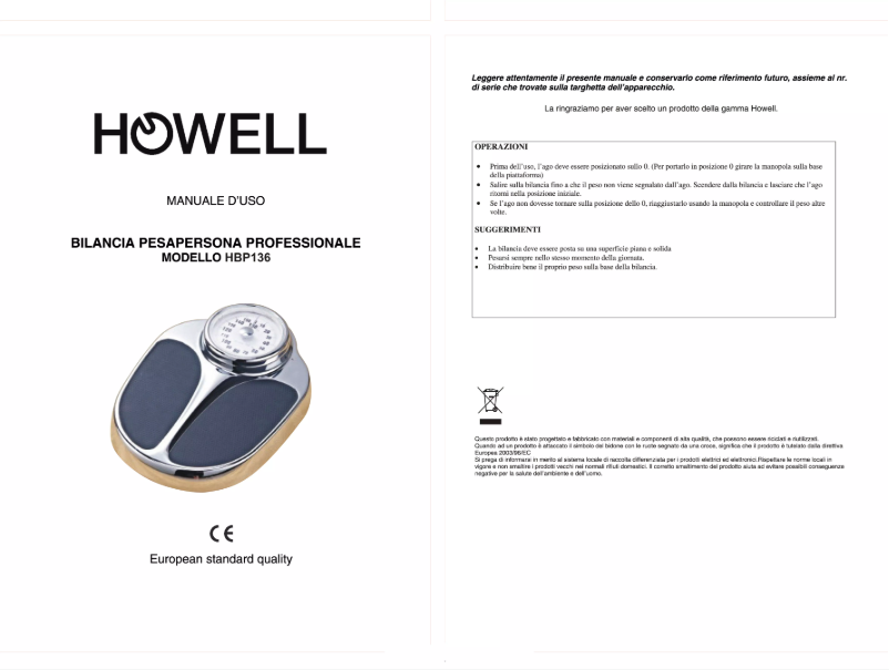 Page 1 de la notice Manuel utilisateur Howell HBP136