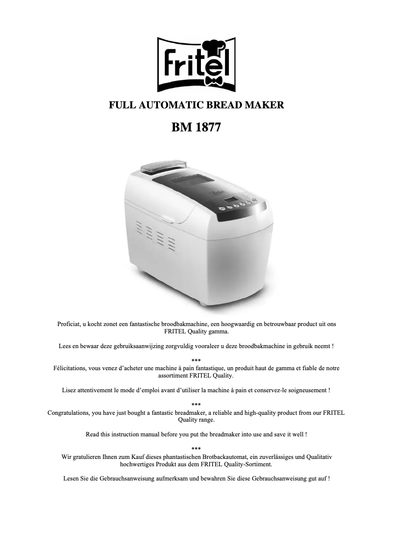 Page 1 de la notice Manuel utilisateur Fritel BM 1877