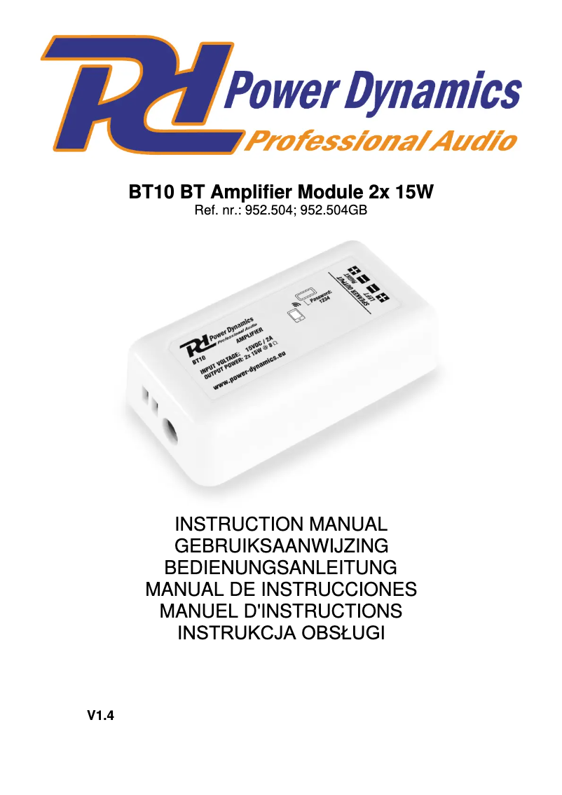 Page 1 de la notice Manuel utilisateur Power Dynamics BT10