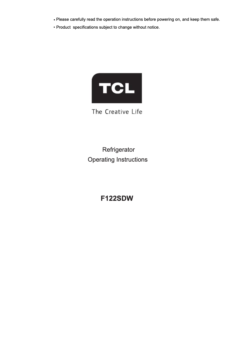 Page 1 de la notice Manuel utilisateur TCL F122SDW