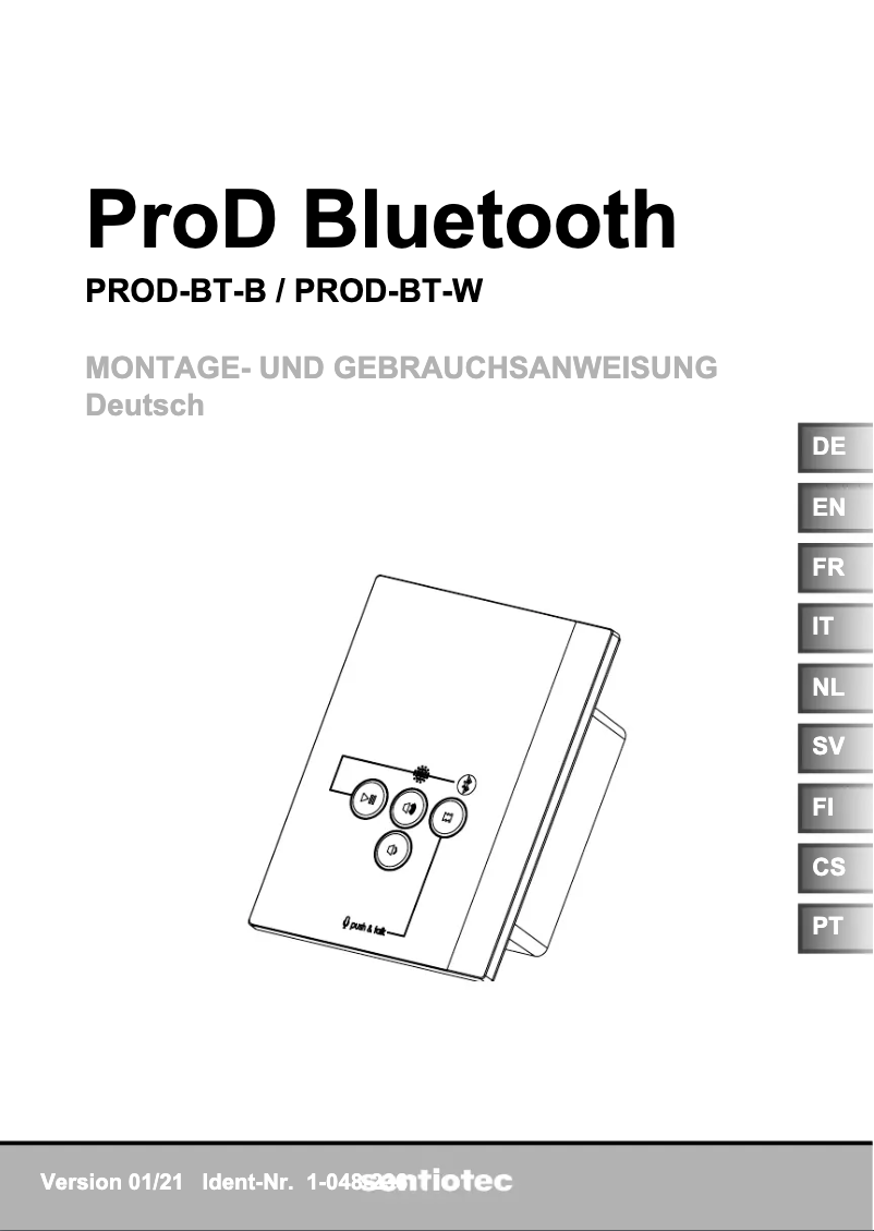 Page 1 de la notice Manuel utilisateur Harvia ProD Bluetooth PROD-BT-B