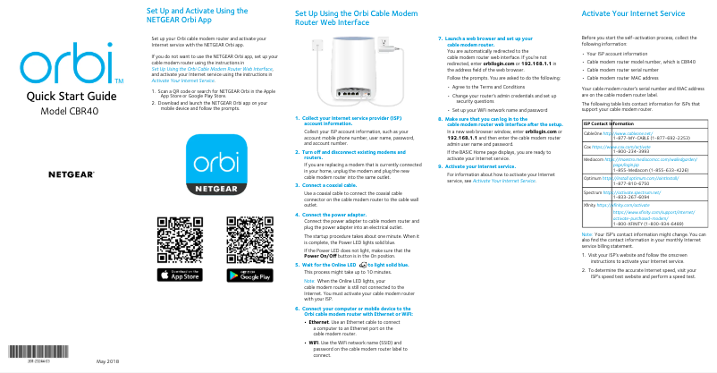 Page n°1 - Guide d'installation Netgear Orbi CBR40