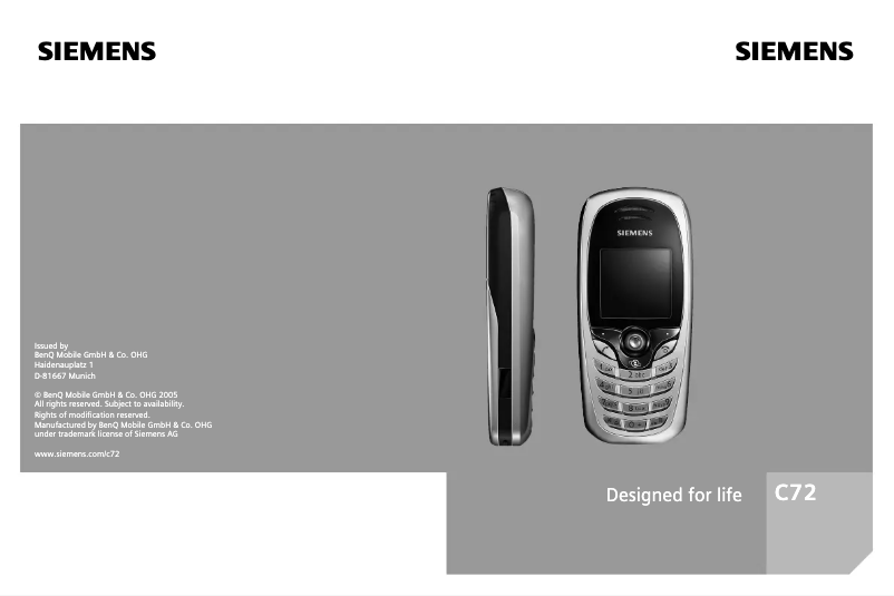 Page 1 de la notice Manuel utilisateur Siemens C72