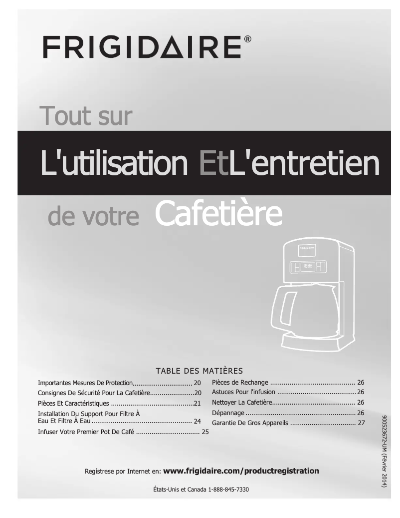 Page 1 de la notice Manuel utilisateur Frigidaire FPAD12D7PS