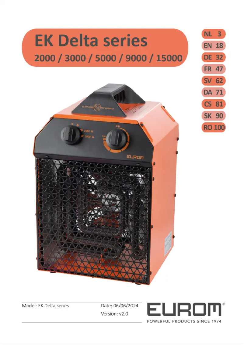 Page n°1 - Manuel utilisateur Eurom EK Delta 9000