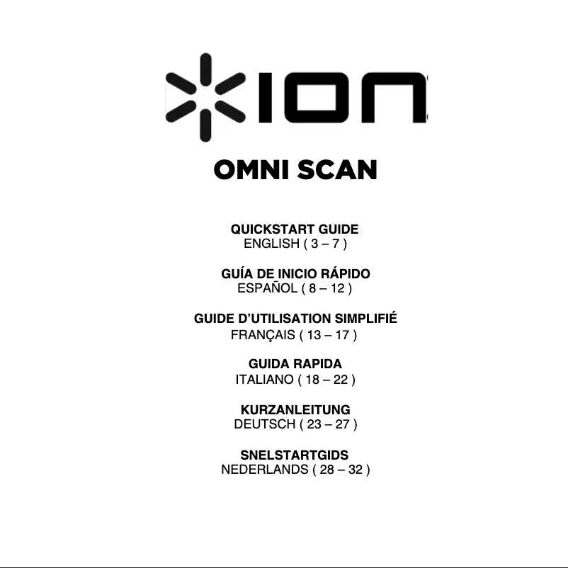 Page 1 de la notice Manuel utilisateur ION Omni Scan