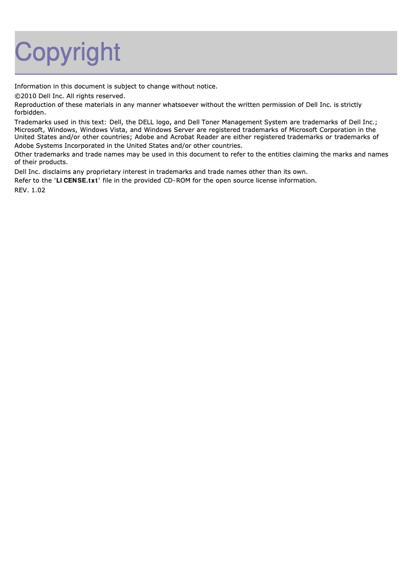 Page 1 de la notice Manuel utilisateur Dell 1135n