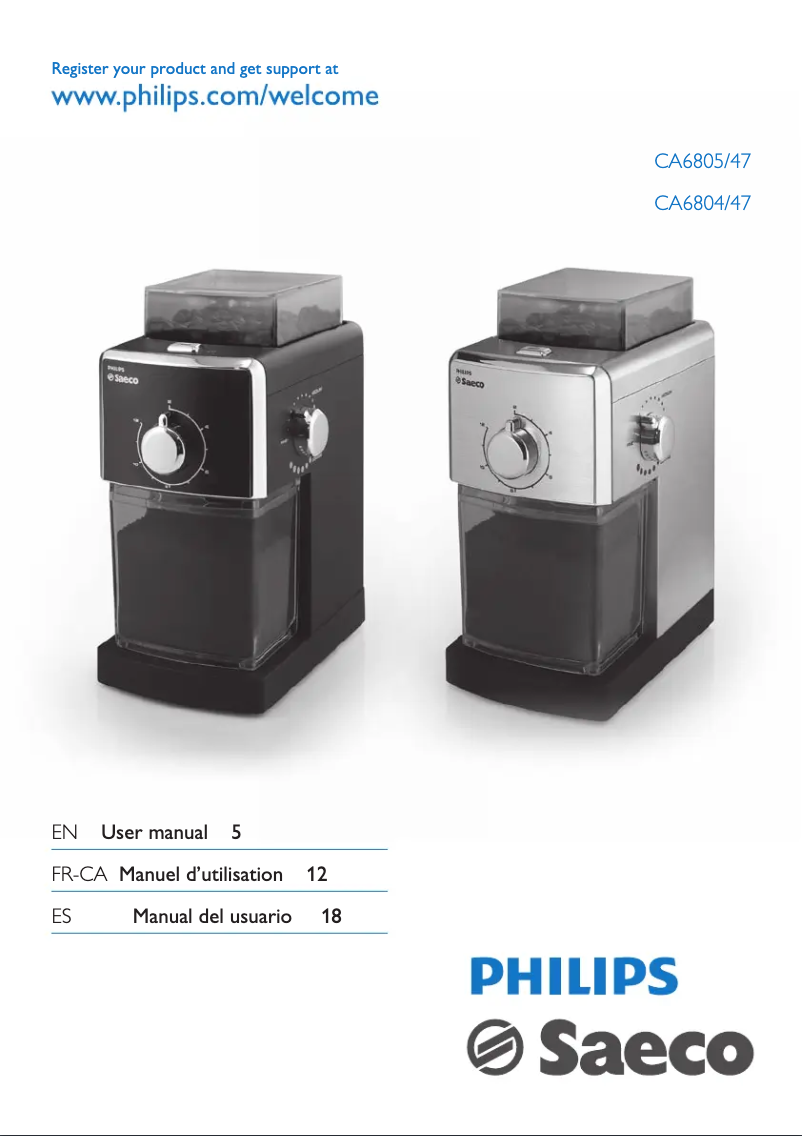 Image de la première page du manuel de l'appareil Saeco CA6804