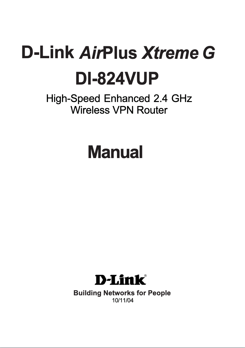 Page n°1 - Manuel utilisateur D-Link AirPlus Xtreme G DI-824VUP