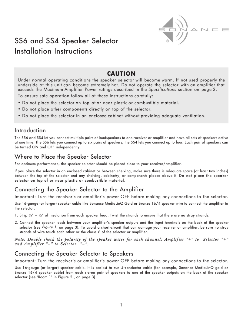 Página 1 del manual Manual de usuario Sonance SS6