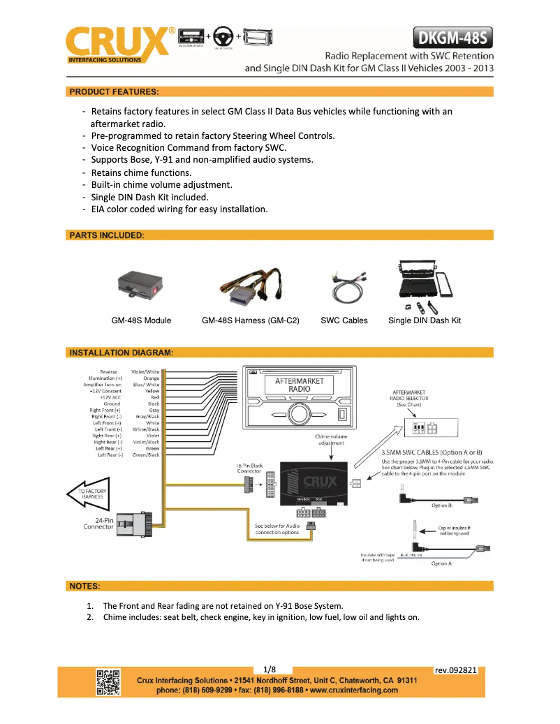 Page n°1 - Manuel utilisateur CRUX DKGM-48S