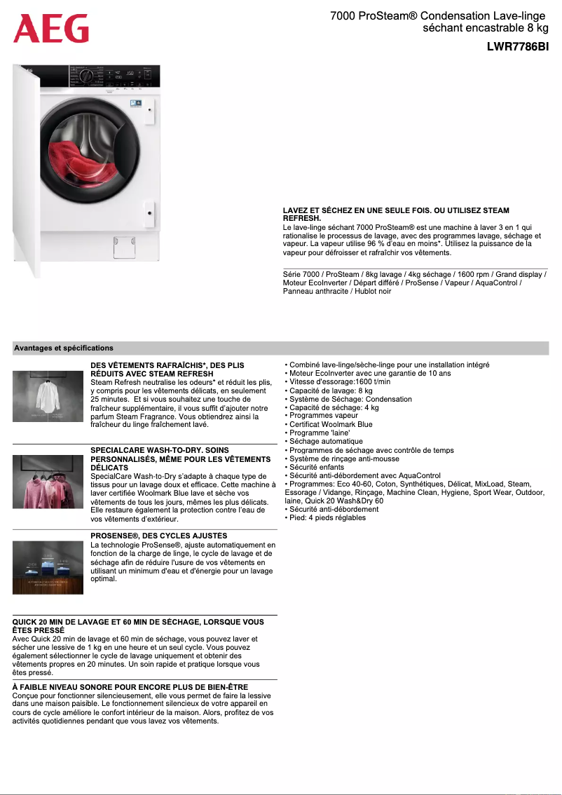 Página 1 del manual Ficha técnica AEG LWR7786BI
