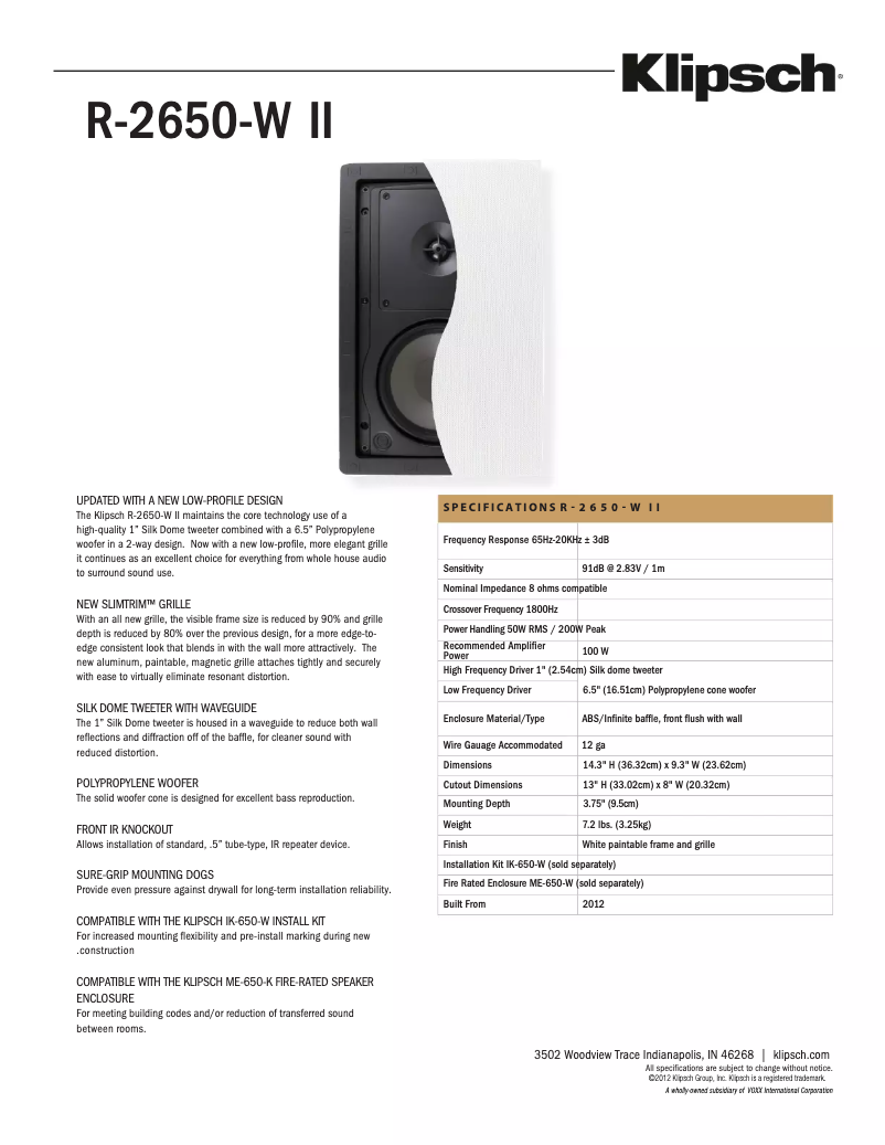 Image de la première page du manuel de l'appareil R-2650-W II