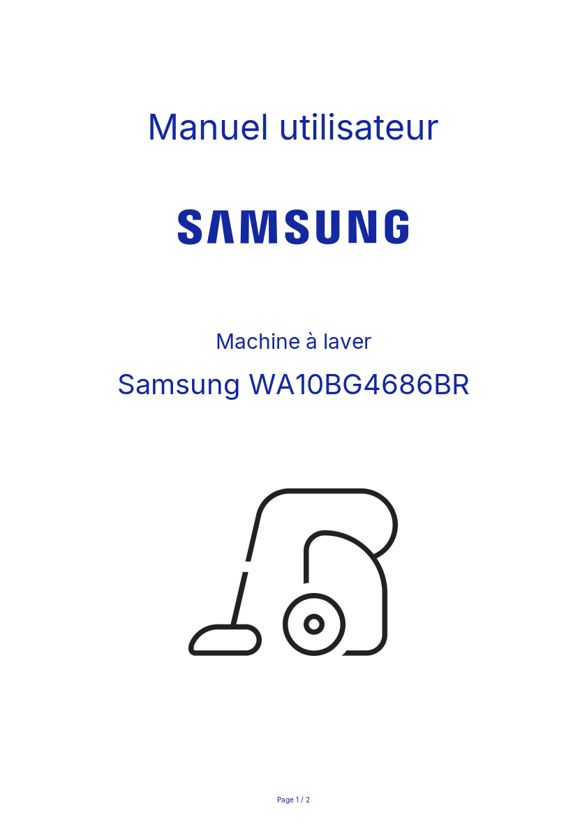 Page n°1 - Manuel utilisateur Samsung WA10BG4686BR
