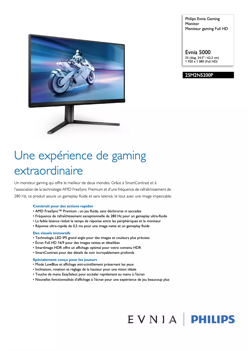 Page n°1 - Fiche technique Philips Evnia 25M2N5200P