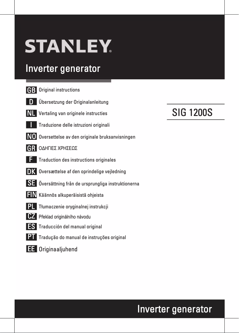 Page 1 de la notice Manuel utilisateur Stanley SIG 1200S