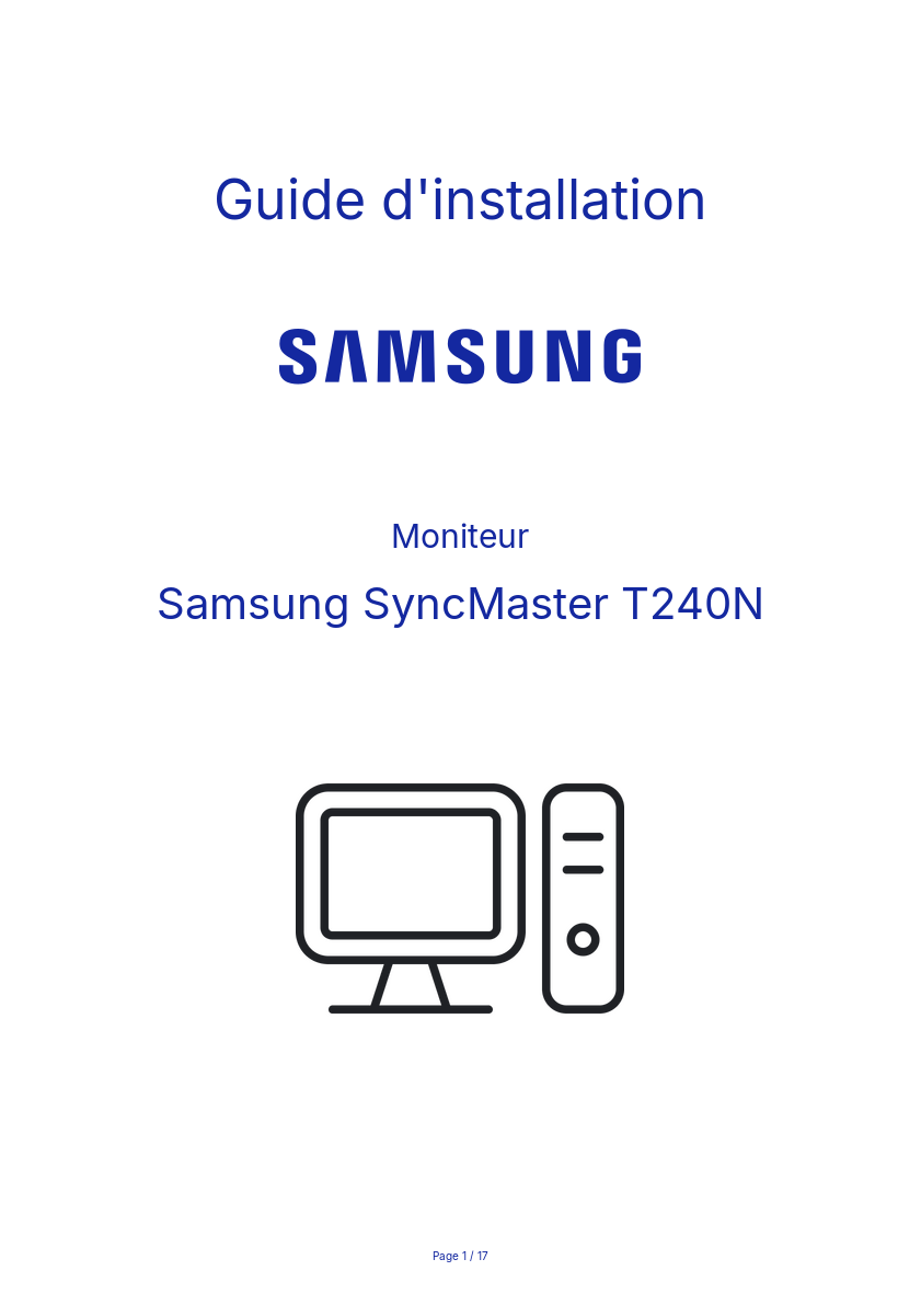 Image de la première page du manuel de l'appareil SyncMaster T240N